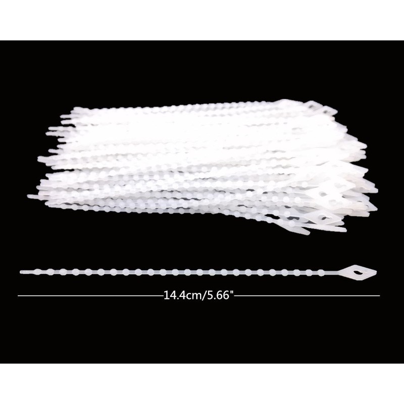 Honbay 100pcs White Plastic Repeated Beads Cable Tie Twist Tie