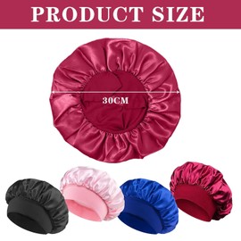4 Pcs Silk Hair Bonnet for Sleeping – Adjustable Satin Bonnet for Women, Protects Hair from Frizz and Damage, Comfortable Sleeping Cap for Nighttime Use