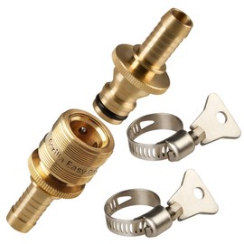 GORILLA EASY CONNECT Garden Hose Repair Kit with Integrated Quick Connect Fittings Water Hose Inline Splicing Repair - 1 Set with 1/2 Inch Barbs and 2 Hose Clamps