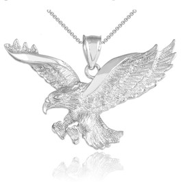 Little Treasures Sterling Silver 925 Flying Eagle Pendant Necklace (Available Chain Length 16"- 18"- 20"- 22") 20