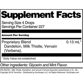 Terravita Milk Thistle, Dandelion, and Vervain Formula Glycerite Liquid Extract (1:5) - Mint Flavored (1 oz, ZIN: 523750)