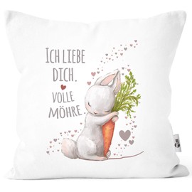 MoonWorks® Cushion Cover Love Gift I Love You Full Carrot Rabbit with Carrot Love Message of Love White One Size