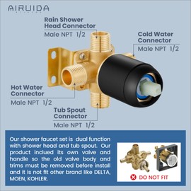 Airuida Shower Faucet Set with 8 Inch Rainfall Round Showerhead and Tub Spout Bathtub Faucet Kit Shower Tub Faucet Set Complete Tub Shower Trim Kit with Solid Brass Rough-in Valve Matte Black