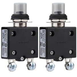 DIYhz Thermal Circuit Breaker,98 Series 20A 125/250VAC Circuit Breaker Push-Button Reset with Quick Connect Terminals and Waterproof Button Cover 32VDC Thermal Overload Circuit Breaker - 20 Amp, 2Pcs