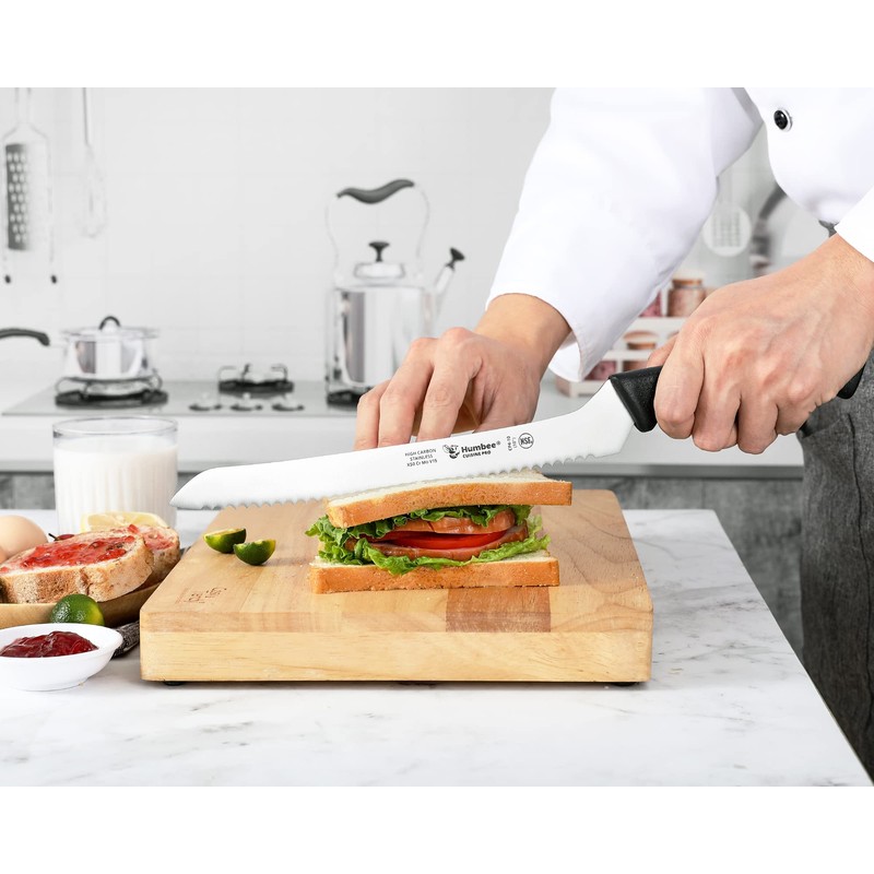 Humbee Cusine Pro, 10 inch Offset Bread Knife Serrated Knife