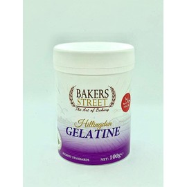 Beef Gelatine 2X100g 250 Bloom Powder Tubs By Bakers Street | Unflavoured Stabiliser Gelling Agent Instant | Halal | Non-GMO, Keto & Paleo-Friendly | High Protein Collagen for Baking, Cooking