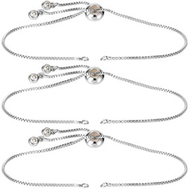Joez Wonderful 3pcs Adjustable Slider Bracelet for Jewelry Making, Silver Plated Charm Bracelet Extender Chains with Rhinestones Ends for Women DIY Bracelet Jewelry Craft Supplies