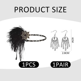 FDGGT 1 Vintage Feather Tiara and 1 Pair Vintage Earrings Cosplay Accessories Long Tassel Earrings Women Jewelry