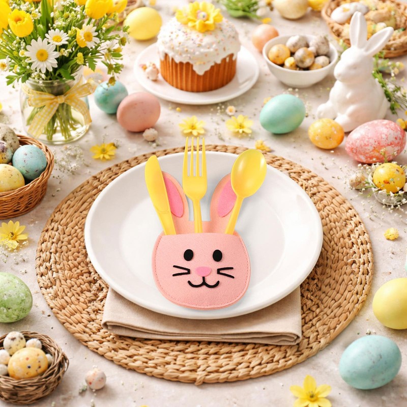 160 Pcs Pastel Plastic Silverware Rabbit Party Supplies Plastic Disposable