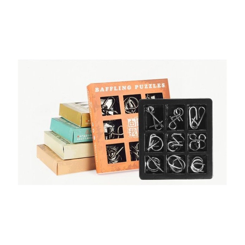 Brain Training & Intelligence Teaser Set of 9 Metal Puzzles