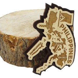 Printtoo Wooden Philippines Map Engraved Fridge Magnet Souvenir Collectibles Gift