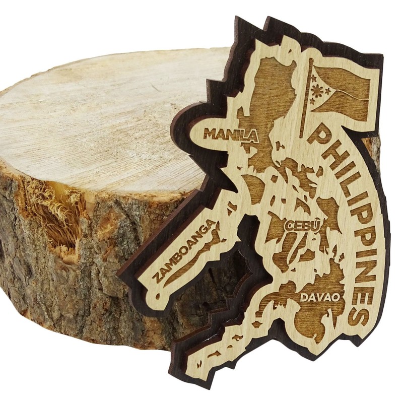 Printtoo Wooden Philippines Map Engraved Fridge Magnet Souvenir Collectibles Gift