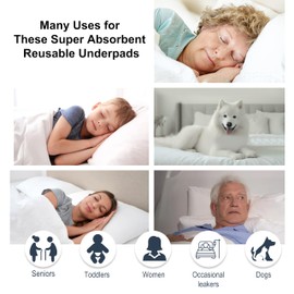 AbsorbEase® Washable Waterproof Underpads - Large Bed Pads for use as Incontinence Bed Pads, Reusable Pet Pads, Great for Dogs, Cats, Bunny, Seniors Bed Pad ((Pack of 2 - 34x36))