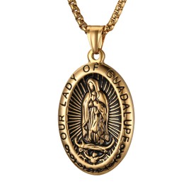 STWTR Stainless Steel Virgin Mary Guadalupe Pendant Necklace for Men and Women