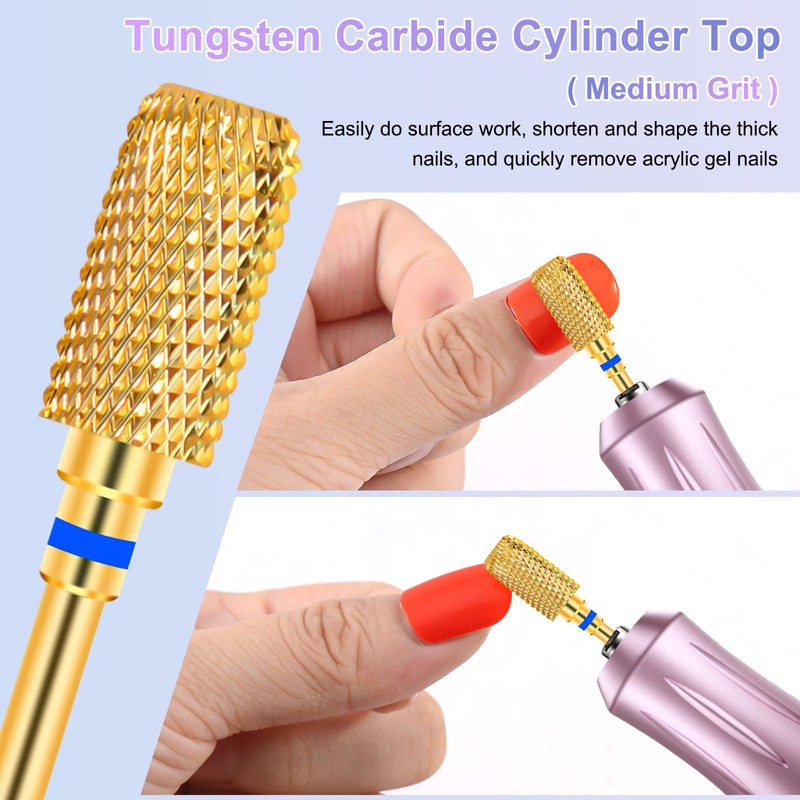 CGBE 2PCS Nail Drill Bits, Tungsten Steel Gold Drill Bit