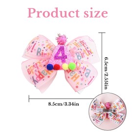 Dmnnlp 4th Birthday Baby Hair Clips, Kids Hair Bows with Coloured Balls, Cute Headbands Pink for Toddler Girls Birthday Decorations Hair Accessory Photo Props (4)