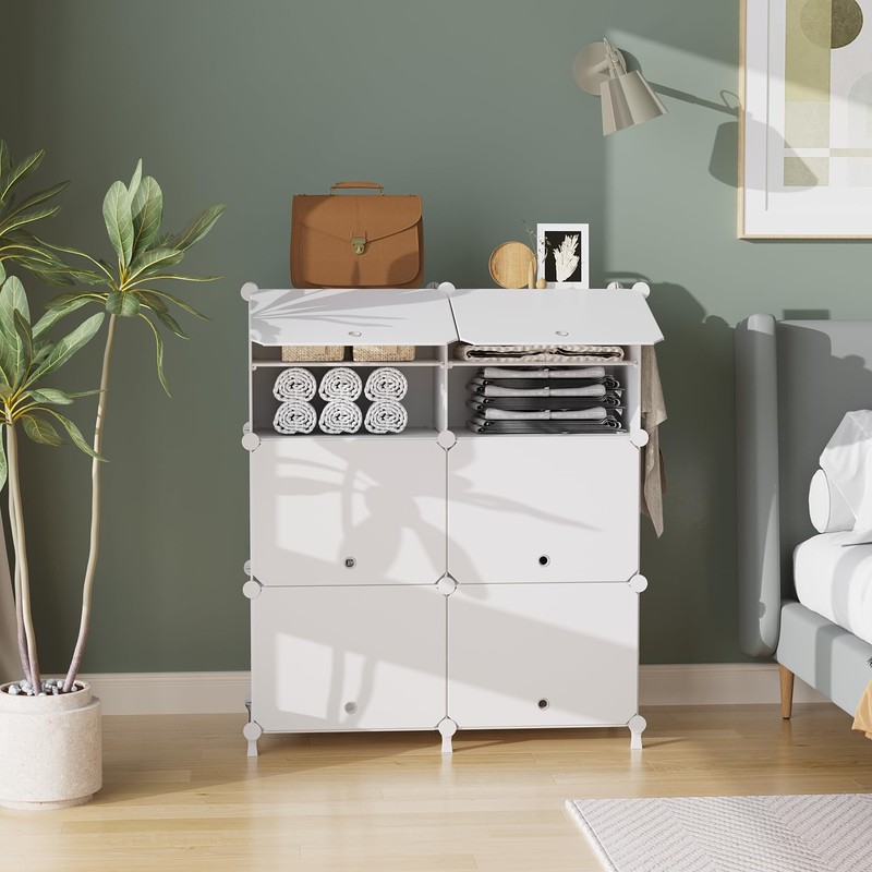AWTATOS Shoe Rack, 6 Tier Shoe Storage Cabinet with Door,