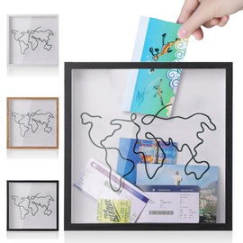 Travel Adventure Archive Shadow Box for Memories,Best Gifts for People Who Travelers(Black, 8×8In)