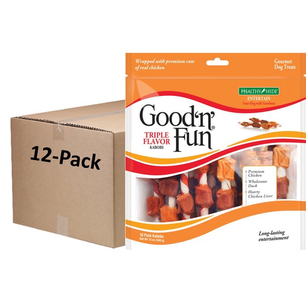 Good'N'Fun Triple Flavored Rawhide Kabobs for Dogs