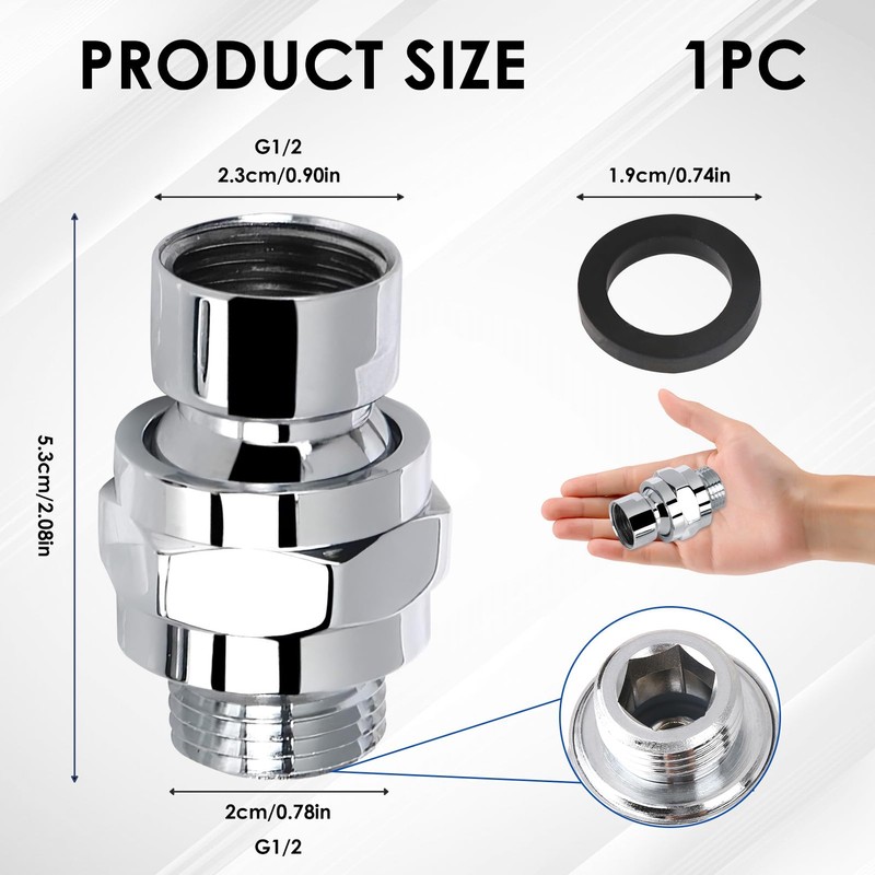Shower Connector Ball, G1/2 Universal Shower Head Connector Rotatable Adapter