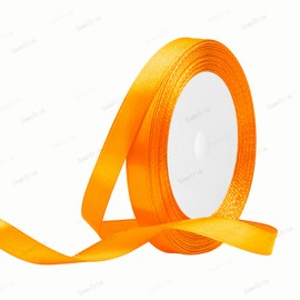 Orange Ribbon, 3/8 Inch x 25 Yards Solid Color Fabric Satin Ribbons for Gift Wrapping, Crafts, Making Leis and Bows, Flower Bouquets and Wedding Party Decoration