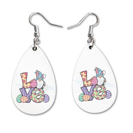 Easter Bunny Egg Dangle Earrings Set | Cute Girls Womens Jewelry Earings | Double Sided Print | Spring Holiday Gifts | Passover Sunday Girls Decorations Girlfriend Wife Adorable Fashion Accessories