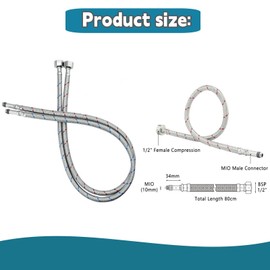 GUOYOU Set of 2 Tap Extension 80 cm G3/8 x M10 Connection Hose Fitting Braided Stainless Steel Reinforced Hose Flex Hose Extension Tap Hose Kitchen Tap Hose