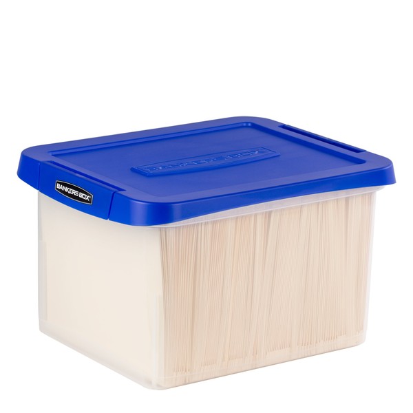 Bankers Box Heavy Duty Plastic File Storage Box with Hanging Rails, Letter/Legal, 1 Pack (0086205)