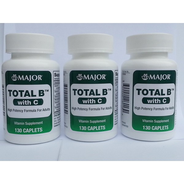 Major Total B with C High Potency Formula for Adults 130 Count 3 Pack (390 Tablets)