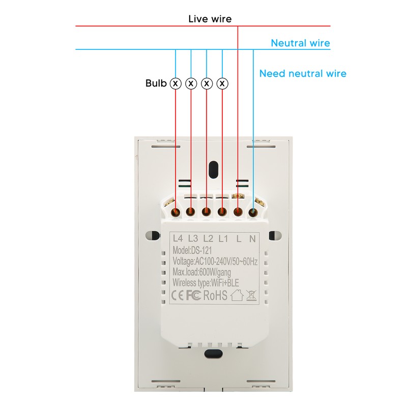 Smart Switch Wireless Voice Control Timed Use APP Control 4
