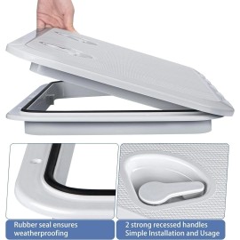 Amarine Made 24" Rectangle Boat Hatch White Inspection Hatch & Deck Hatch Cover Lids White