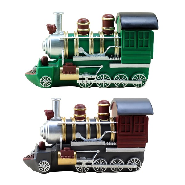 Colias Wing Home Decor Retro Style Vintage Train Shape Coin Bank Money Saving Bank Toy Bank Cents Penny Piggy Bank-Set of 2