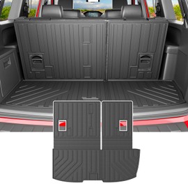 powoq Cargo Mat Compatible with 2009-2015 Honda Pilot Trunk Mat TPE Cargo Liner Backrest Trunk Liner Replacement for 2009 2010 2011 2012 2013 2014 2015 Honda Pilot Accessories