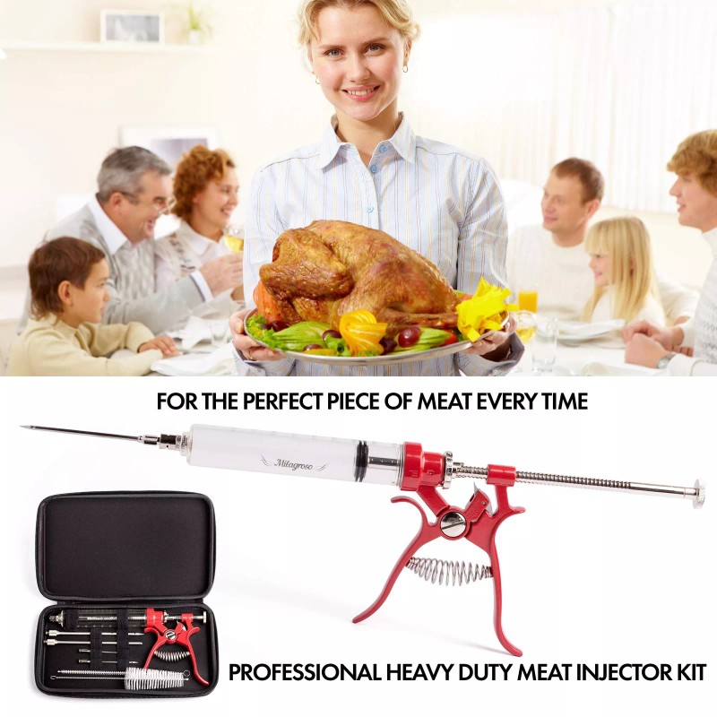 Milagroso Meat Injector Marinade Gun Stainless Steel Outdoor Kit Flavor