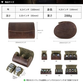 Contact's family 2 Piece Oval Watch Storage Box Genuine Leather Watch Roll Shockproof Carrying Watch Travel