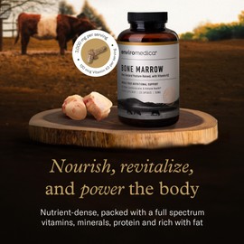 Enviromedica Bone Marrow Supplement – Grass-Fed New Zealand Beef Bone Marrow, MCHA, Bovine Cartilage, Collagen, Freeze-Dried, Vitamin K2 MK7, 120 Capsules