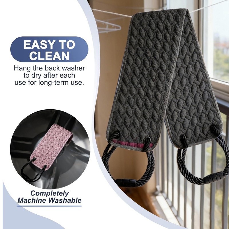 Double Sided Back Scrubber with Long Handle, Exfoliating Shower Brush
