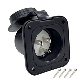 Sintron 15 Amp Flanged Inlet 125V, NEMA 5-15P Shore Power Inlet Receptacle, Generator AC Port Electric Plug 1875W, Weatherproof Cover Recessed Male Outlet, ETL Listed, Straight Blade 2 Pole 3 Wire