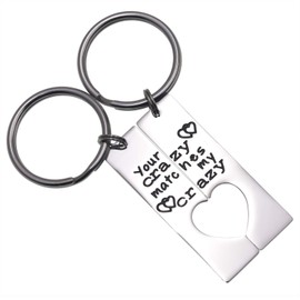 LParkin Your Crazy Matches My Crazy Couples Keychain Set Meredith to My Cristina Inspired Keychain Set Best Friends Keychains for 2 Thelma and Louise (Crazy Keychain Set)