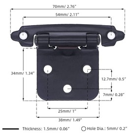 Bestgle 10 Pcs Overlay Door Cupboard Hinges, Metal Semi-Concealed Cupboard Inset Hinge Set, Self Closing Flush Cabinet Door Hinge Hardware Tool