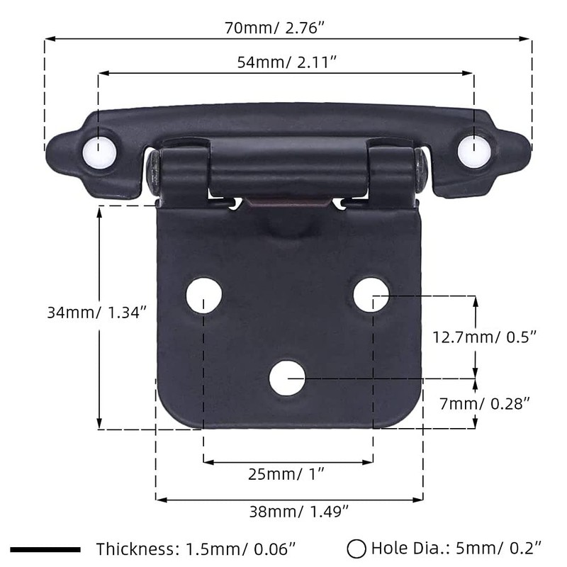 Bestgle 10 Pcs Overlay Door Cupboard Hinges, Metal Semi-Concealed Cupboard