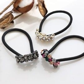 JewelVOX Hair Accessories, Stone, Pearl, Bijou, Curve, Hair Elastic, Popular, Stylish, Adult (Select, Mix)