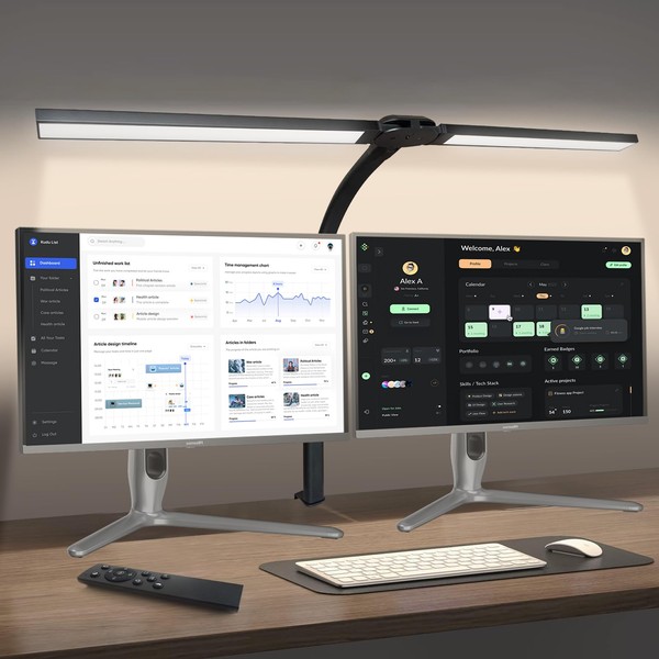 Led Desk Lamp for Office Home,Remote Control 24W Dual Head