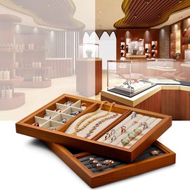 Woodten Solid Wood 4 in 1 Stackable Jewelry Organizer Trays Jewelry Rings Necklace Earrings Display Trays