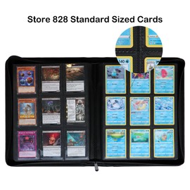 Alteagle 9 Pocket Card Binder, Fits 828 Trading Cards Side Loading Ringless Card Album for TCG and Sports Cards -Grey