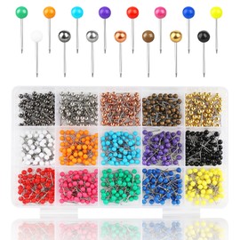 810 PCS Push Pins,1/8 Inch Multi-Color Map Tacks,Marking Pins Plastic Round Head with Stainless Point,15 Assorted Colors Map Pins in Container for Bulletin Board, Fabric Marking,Cork Board and Wall