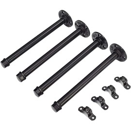 Rustic Decor Industrial Shelf Bracket Set of 4 with Screws, Wall Mounted DIY Industrial Iron for Custom Floating Shelves, Heavy Duty Vintage Furniture Decoration Pipe Bracket, 12 in, Y-Nut