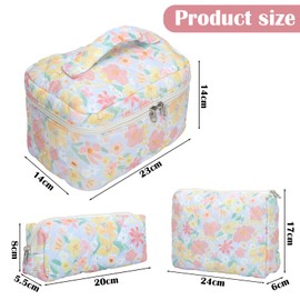 Set of 3 Women's Cosmetic Bags Toiletry Bag with Floral Pattern, Toiletry Bag, Make Up Bag, Portable Makeup Bag, Wash Bag, Large Women Girls for Everyday Use and Travel, Large Oil Flowers