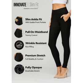 Conceited Dress Pants Women - Stretchy - Tummy Control - All Day Comfort Wear to Work - Womens Dress Pants in Regular and Plus Size - All Pinned Up - Small