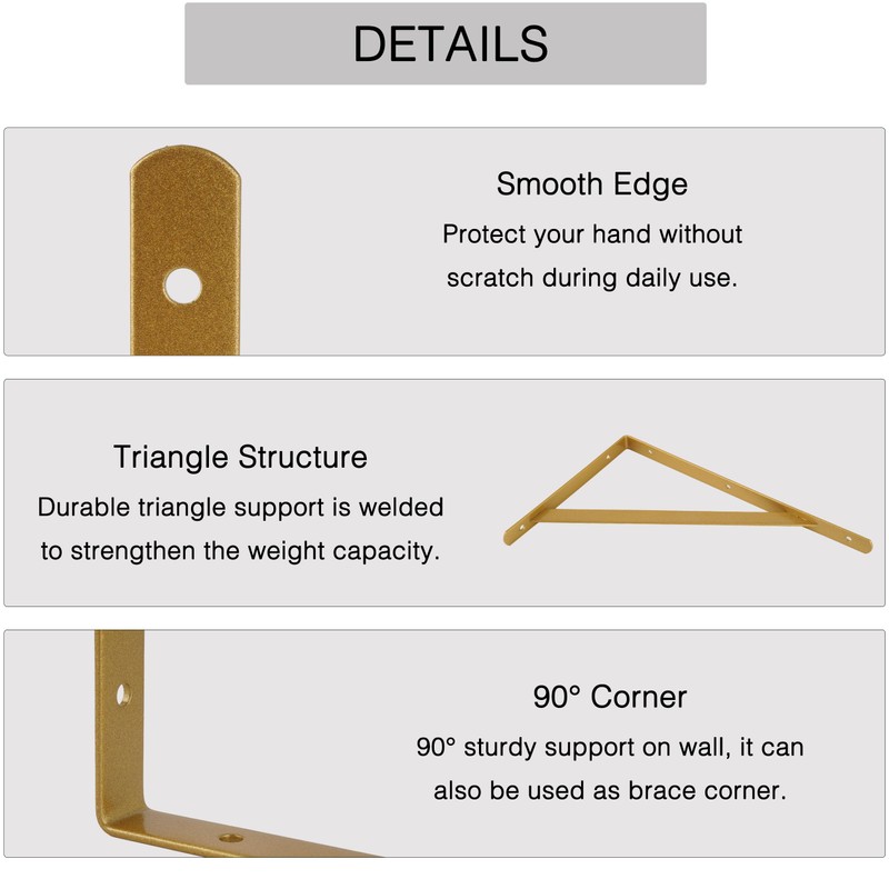 Ouvin Shelf Bracket Heavy Duty 6 Pack Triangle Shelf Brackets